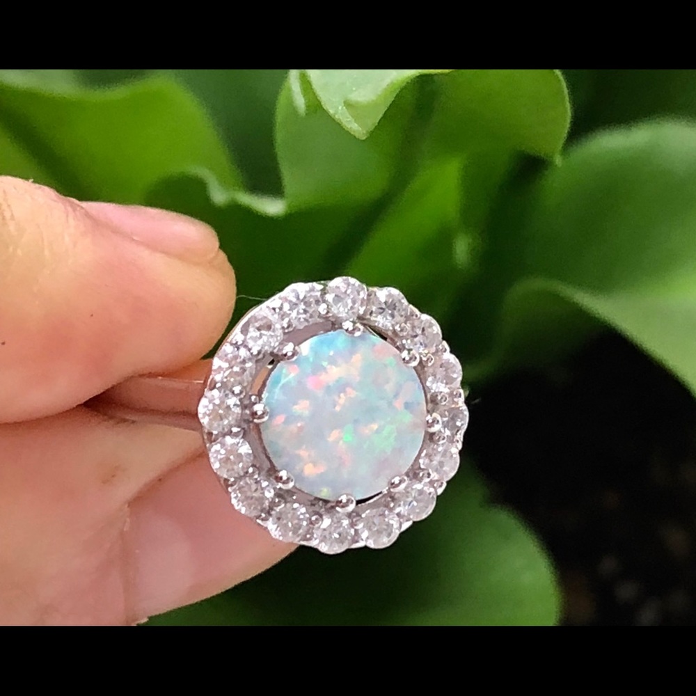 Silver Opal Promise Ring Engagement Ring - Picture 5 of 5